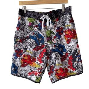 Marvel Swim Trunks Shorts Men’s Medium Pocket Super Heroes